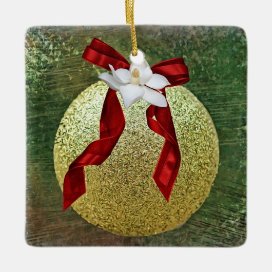 信仰マグノリアフラワークリスマスオーナメント セラミックオーナメント (正面)