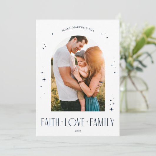 信仰ラブファミリーアモダンーチクリスマスブルー シーズンカード (スタンド正面)