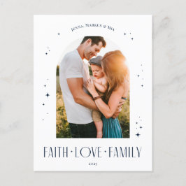 信仰ラブファミリーアモダンーチクリスマスブルー シーズンポストカード