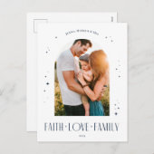 信仰ラブファミリーアモダンーチクリスマスブルー シーズンポストカード (正面/裏面)