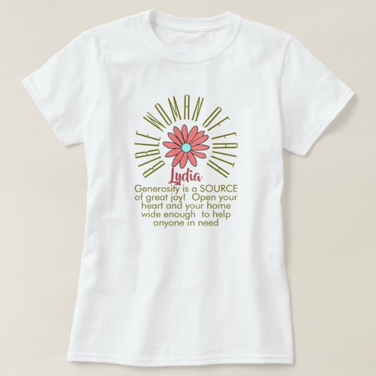 信仰リディア·クリスチャンの聖書女性のためのレッスン Tシャツ (デザイン正面)