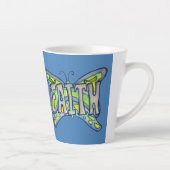 信仰ワードアートブルーバタフライウィングズラテマグカップ カフェラテマグ (右)