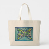 信仰ワードブルーバタフライアートトートバッグ ラージトートバッグ (裏面)