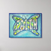 信仰ワードブルーバタフライ絵を描ズキャンバスのアートワーク キャンバスプリント (正面)