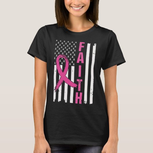 信仰乳癌認識度ピンクリボンアメリカ Tシャツ (正面)