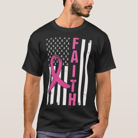 信仰乳癌認識度ピンクリボンアメリカ Tシャツ (正面)