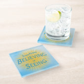 信仰信じのメッセージを見る ガラスコースター (アングル)