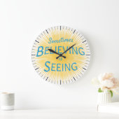 信仰信じのメッセージを見る ラージ壁時計 (ホーム)