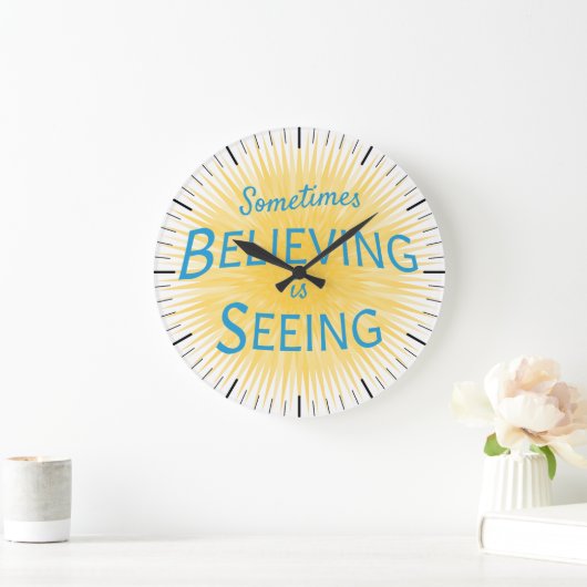 信仰信じのメッセージを見る ラージ壁時計 (ホーム)