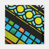 信仰回復の希望ステンドグラスカラフル窓 マグネット (正面)