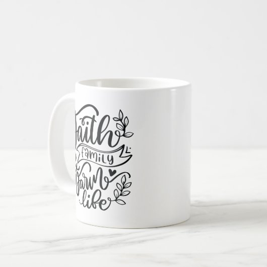 信仰家庭と農場生活聖書の聖句 コーヒーマグカップ (正面左)