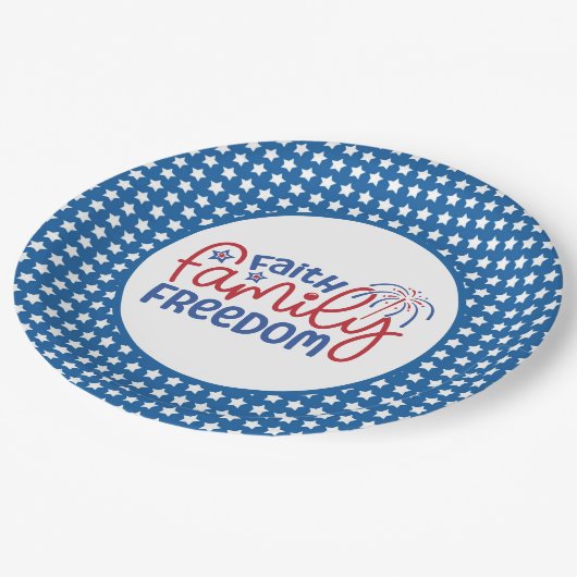 信仰家族の自由の愛国心7月4日 ペーパープレート (アングル)