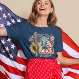 信仰家族の自由キリスト教アメリカ愛国者 Tシャツ