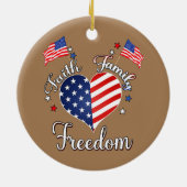 信仰家族の自由7月アメリカ人 セラミックオーナメント (裏面)