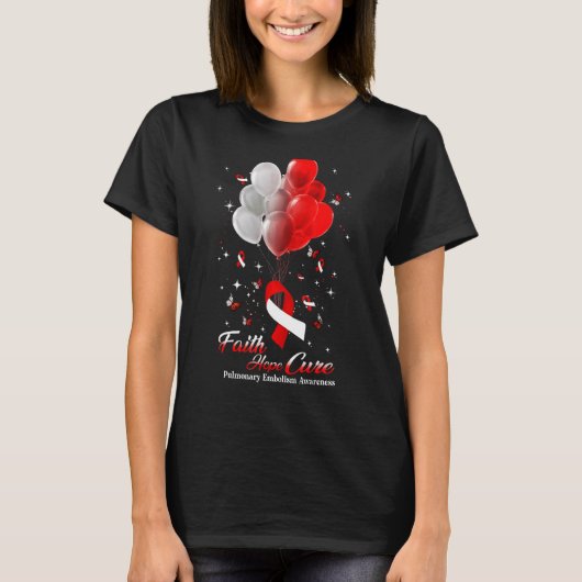 信仰希望の治療蝶の赤いリボン肺E Tシャツ (正面)