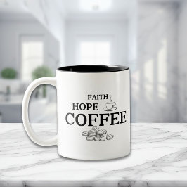 信仰希望コーヒータイポグラフィ引用文 ツートーンマグカップ