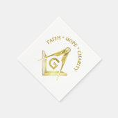 信仰希望チャリティマソニックナプキンス金ゴールドフリーメーソン スタンダードカクテルナプキン (角)