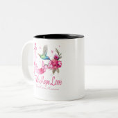 信仰希望ハミングバードリボン胸がん ツートーンマグカップ (正面左)