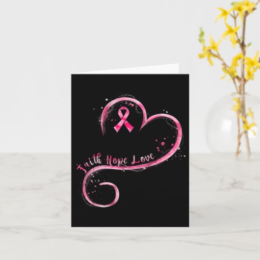 信仰希望ピンクのリボン胸がん待ち望む カード (黄色い花)