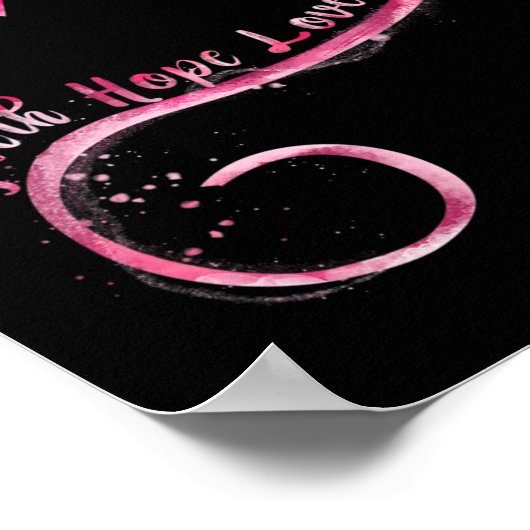 信仰希望ピンクのリボン胸がん待ち望む ポスター (角)