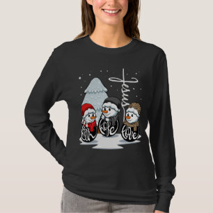 信仰希望ラブイエズスクリスマスパジャマ雪だるまChr Tシャツ