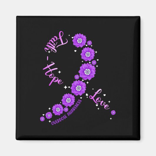 信仰希望ラブオーバードーズ認識度リボンフラワーW マグネット (正面)