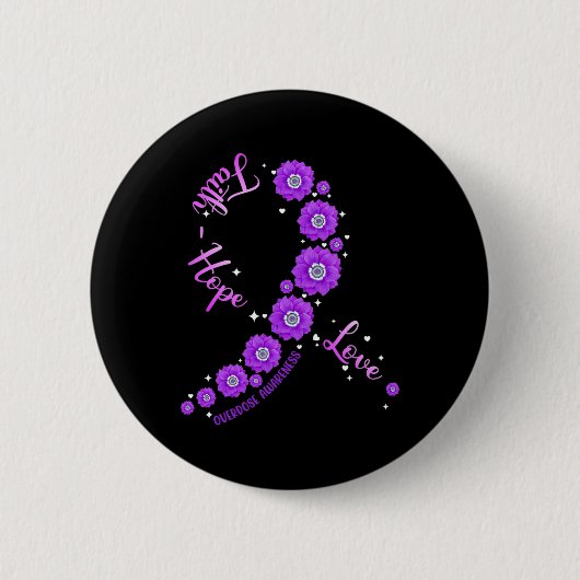 信仰希望ラブオーバードーズ認識度リボンフラワーW 缶バッジ (正面)