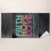 信仰希望ラブクリスチャン聖書聖句レトロ ビーチタオル (正面)