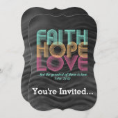 信仰希望ラブクリスチャン聖書聖句レトロ 招待状 (正面/裏面)