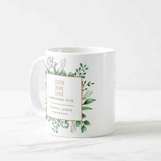 信仰希望ラブコリント13:13名前をカスタムする コーヒーマグカップ (正面左)