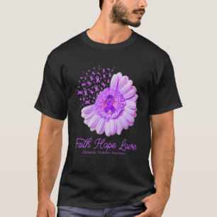 信仰希望ラブドメスティックバイオレンス認識度花 Tシャツ