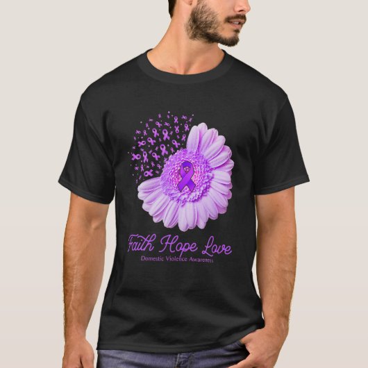 信仰希望ラブドメスティックバイオレンス認識度花 Tシャツ (正面)