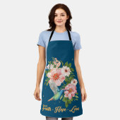 信仰希望ラブハミングバード写真バードプリント エプロン (着用した状態)