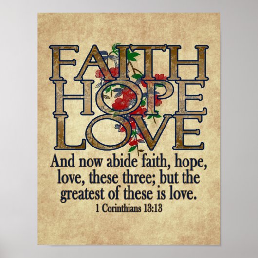 信仰希望ラブバイブルエレガント聖なる書物、 経典クリスチャン ポスター (正面)