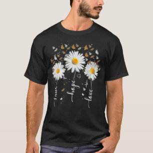 信仰希望ラブバタフライデイジーチャスティアンゴッドレリ Tシャツ