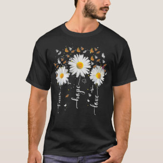 信仰希望ラブバタフライデイジーチャスティアンゴッドレリ Tシャツ