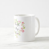 信仰希望ラブピンクウォーターカラーフローラハート コーヒーマグカップ (正面右)