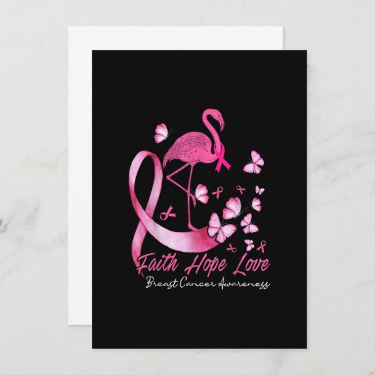 信仰希望ラブフラミンゴ乳がん認識度P 招待状 (正面/裏面)