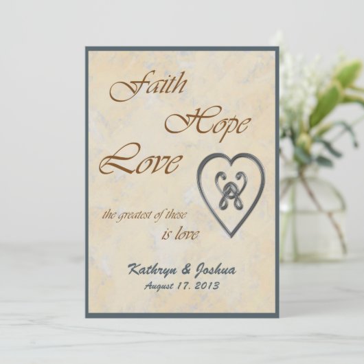 信仰希望ラブブルーハート結婚式招待状 招待状 (スタンド正面)