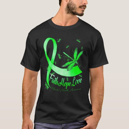 信仰希望ラブメンタルヘルス認識度トンフライ Tシャツ (正面)