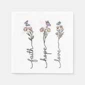 信仰希望ラブワイルドフラワー引用文 スタンダードカクテルナプキン (正面)