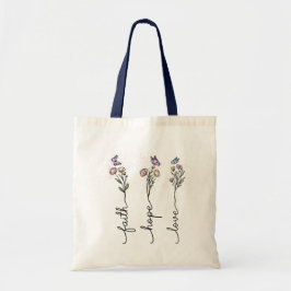 信仰希望ラブワイルドフラワー引用文 トートバッグ