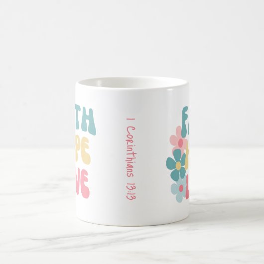 信仰希望ラブ感動的引用文 コーヒーマグカップ (中央)