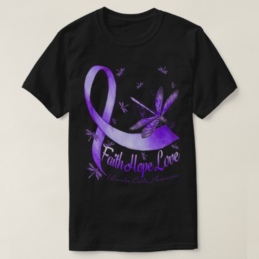 信仰希望ラブ潰瘍性大腸炎認識度ドラゴ Tシャツ (デザイン正面)