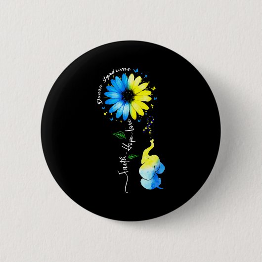 信仰希望ラブ認識度ダウン症候群ザ・ブルー 缶バッジ (正面)