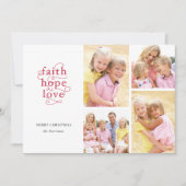 信仰希望愛の写真コラージュ家族クリスマス シーズンカード (正面)
