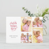 信仰希望愛の写真コラージュ家族クリスマス シーズンカード (スタンド正面)