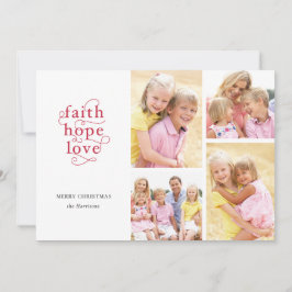 信仰希望愛の写真コラージュ ファミリークリスマス シーズンカード