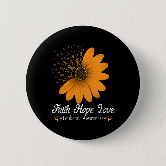 信仰希望Love Orange Ribbon血液がんサポート 缶バッジ (正面)