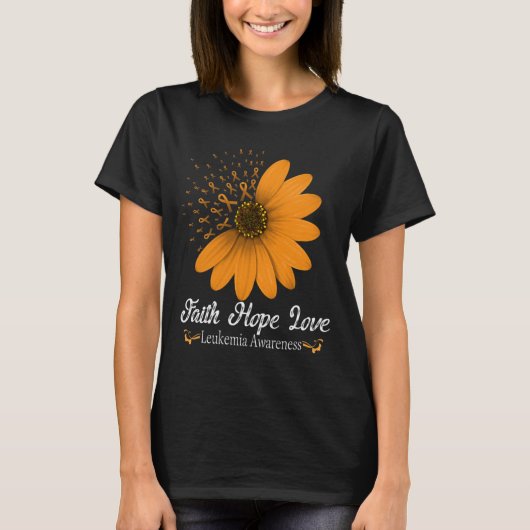 信仰希望Love Orange Ribbon血液がんサポート Tシャツ (正面)